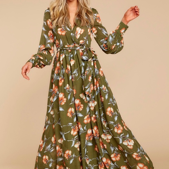 Red Dress Boutique Dresses & Skirts - Iconic Olive Floral Maxi